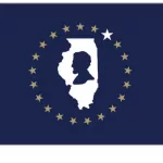 3679: Relationship to Illinois: Ever since I was a kid, I’ve been proud to call Springfield my home. I come from generations of Illinoisans and have chosen to raise my family here as well. I’ve spent much of my life exploring the state and experiencing its wonders firsthand what I’ve found is there is much to what makes Illinois great: our rich history, our landscape, our variety of people and the places they live. My designs reflect these qualities in a way that can hopefully inspire others to share my pride for my home.

Explain the meaning behind your flag: The outline of Abraham Lincoln symbolizes liberty, opportunity and the equality of all people. The outline of Illinois symbolizes the pride we share for our state. The circle of 21 stars represents our communal togetherness and honors our state being the 21st to join the USA. The white star symbolizes Chicago and its upper-right location. Dark blue represents our blue-collar attitude and industrial power. Gold represents our prairie and agricultural history. White represents our 3679 bright spirit.