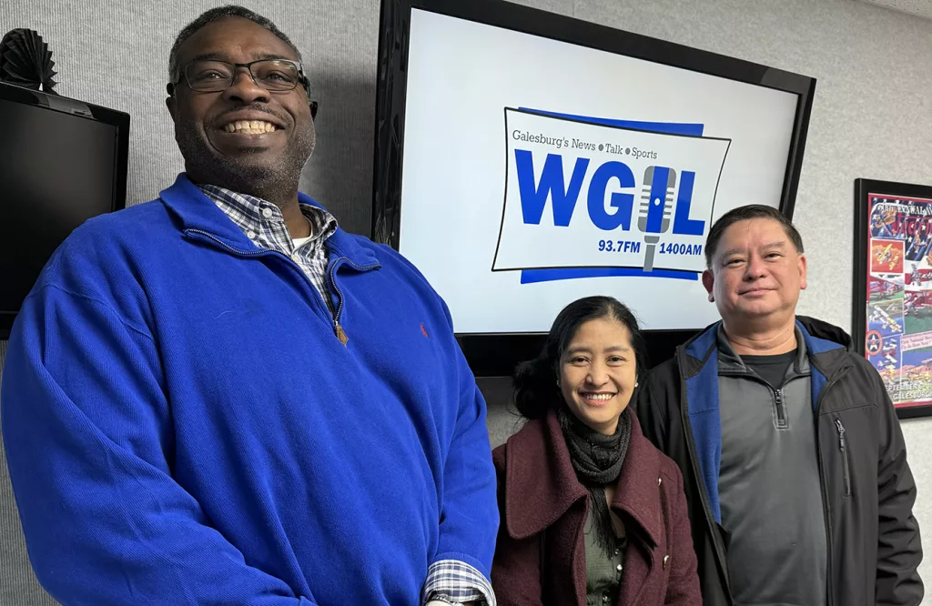 L-R: Julian Inniss, Shirley Chu and Dr. Nestor A. Pamatmat of the United Filipino American Association of Galesburg and Central Illinois.