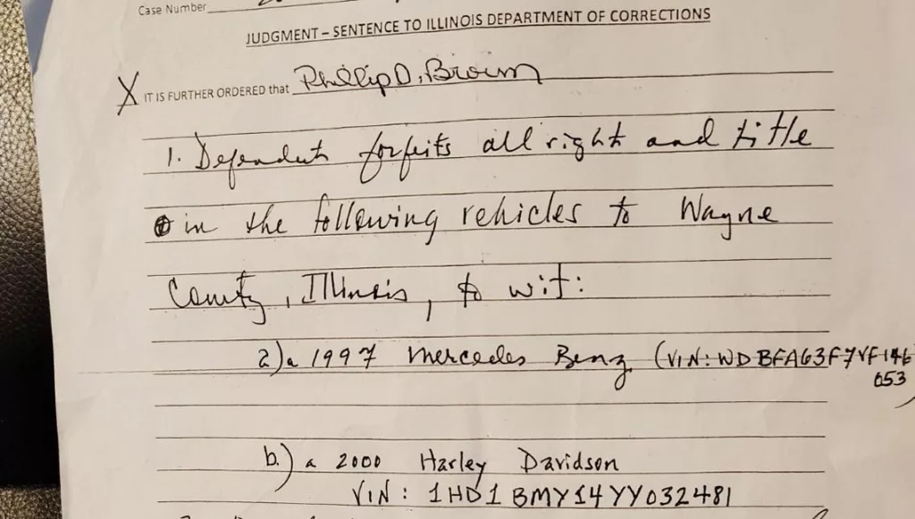 A court document shows the items Phillip Brown agreed to surrender as part of his plea deal with prosecutors in an aggravated DUI case. Former Wayne City Police Chief Anson Fenton was indicted for allegedly selling a motorcycle surrendered by Brown for personal gain.