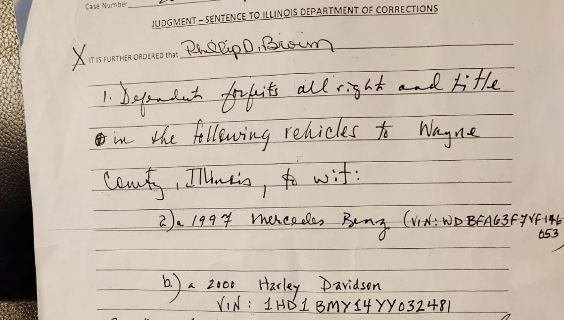 A court document shows the items Phillip Brown agreed to surrender as part ofhis plea deal with prosecutors in an aggravated DUI case. Former Wayne City Police Chief Anson Fenton was indicted for allegedly selling a motorcycle surrendered by Brown for personal gain. 