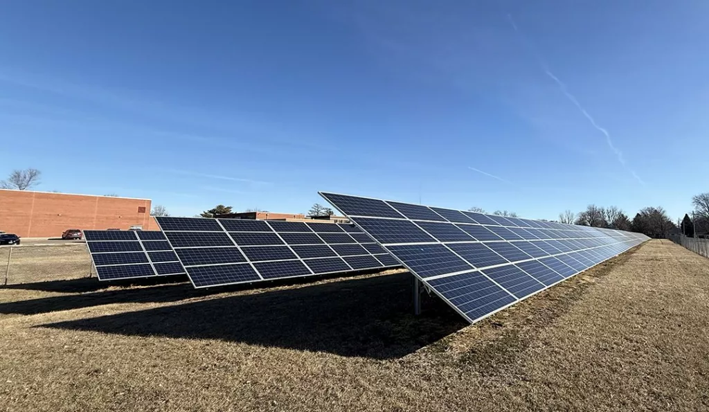 Solar panels at Lombard Middle School in Galesburg.