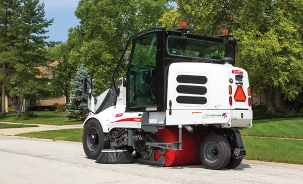 The Elgin® Pelican® broom sweeper is a three-wheel mechanical sweeper based on one of the original street sweeper designs, which has been continuously improved since 1914,