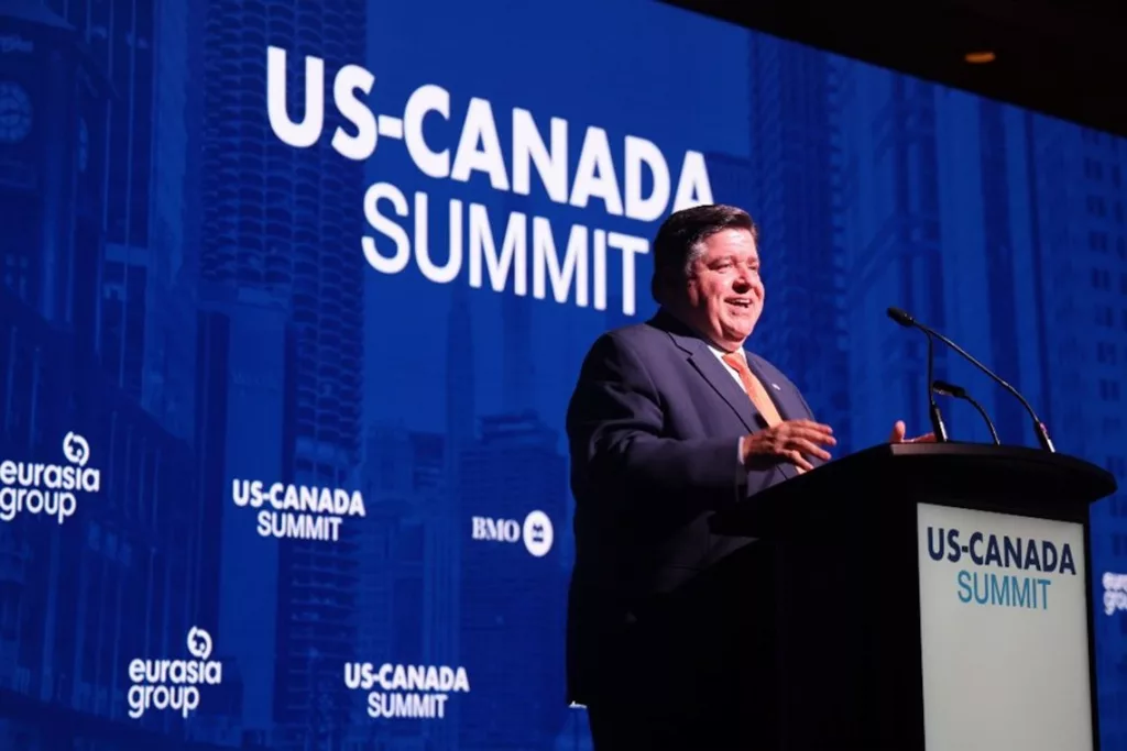 Gov. JB Pritzker makes keynote remarks at the U.S.-Canda Summit in June 2024.