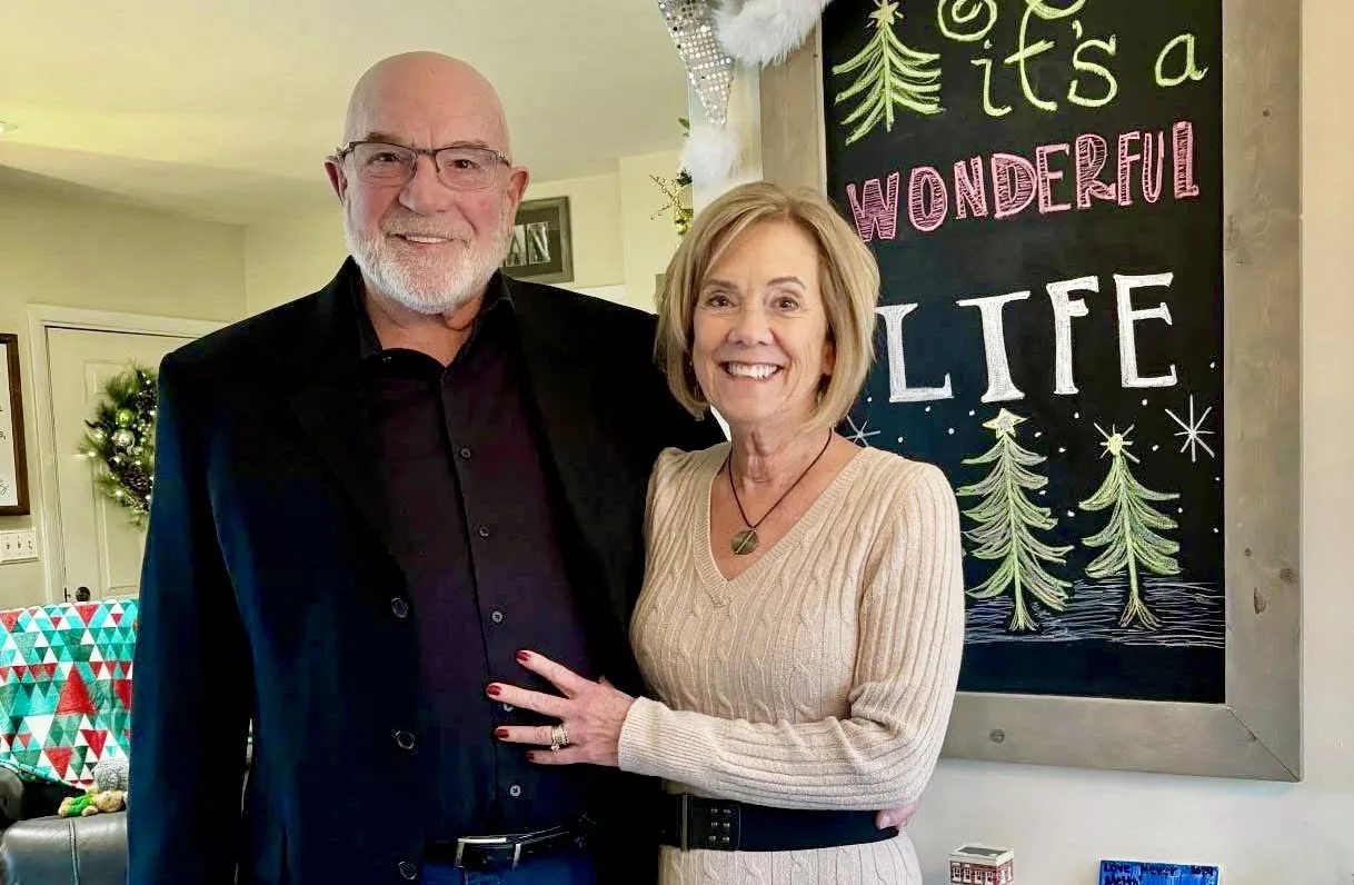 Steven and Christine Youngquist pose for a photo during a Thanksgiving celebration.