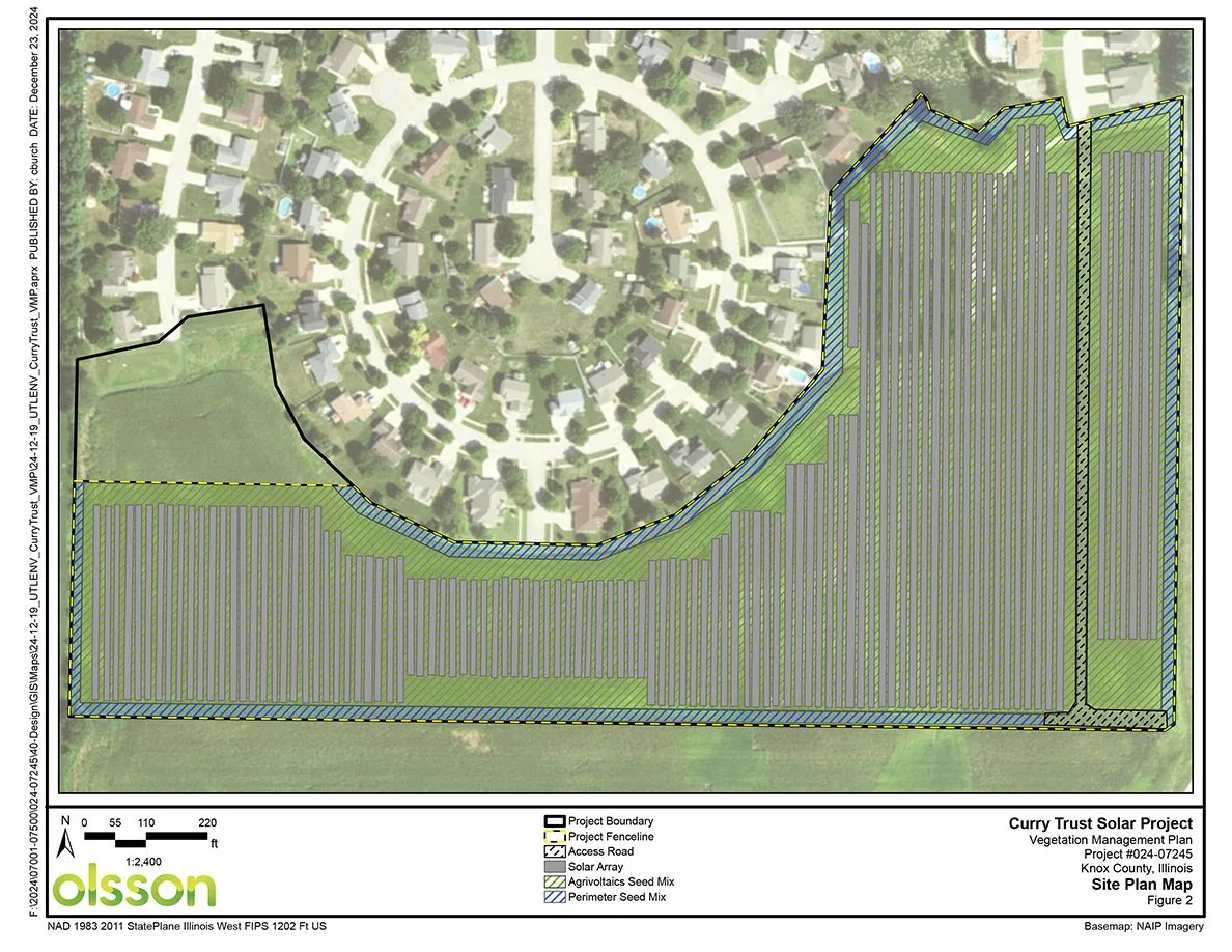 Curry Trust Solar Project is proposing a community solar development with an agrivoltaics component at at 3146 Dover Lane, located behind the former Shopko and near the Castlebury residential subdivision.