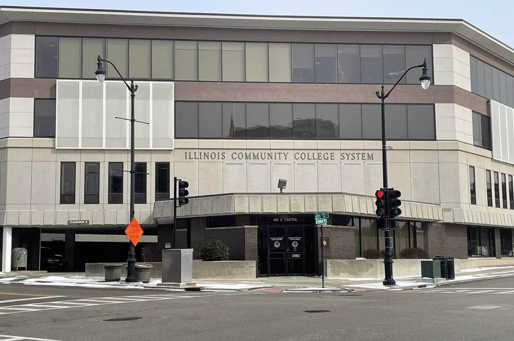 The Illinois Community College System headquarters is pictured in downtown Springfield. (Capitol News Illinois photo by Andrew Campbell)