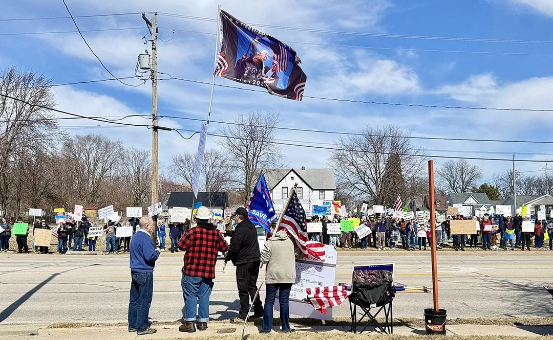 More than 200 people gathered Sunday on East Main Street in Galesburg for what organizers called a rally for democracy. 