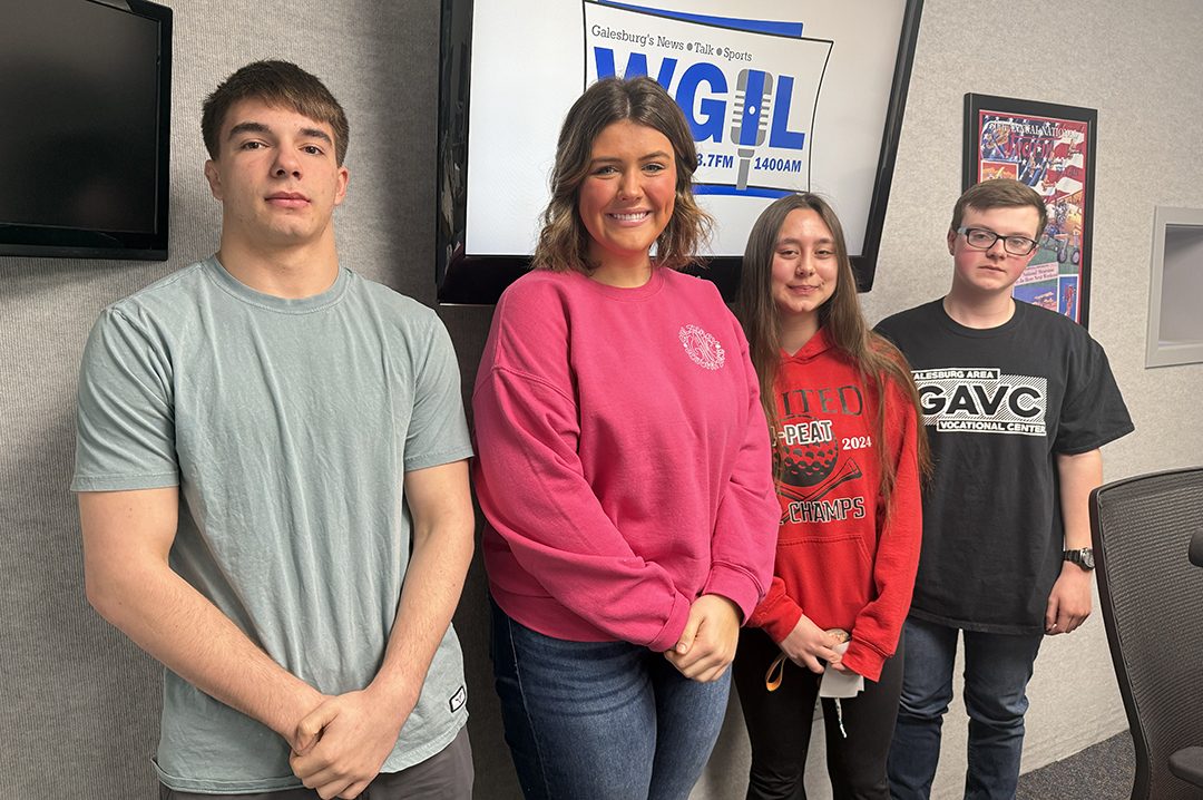 From left, GAVC students Don Patrick of Galesburg, Addison Courtright of ROWVA, Ava Howerton of United and Caleb Strange of Monmouth-Roseville. 