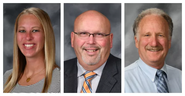 From left: District 205 Board of Education President Courtney Rodriguez, Vice President Rodney Phelps and Secretary Maury Lyon.