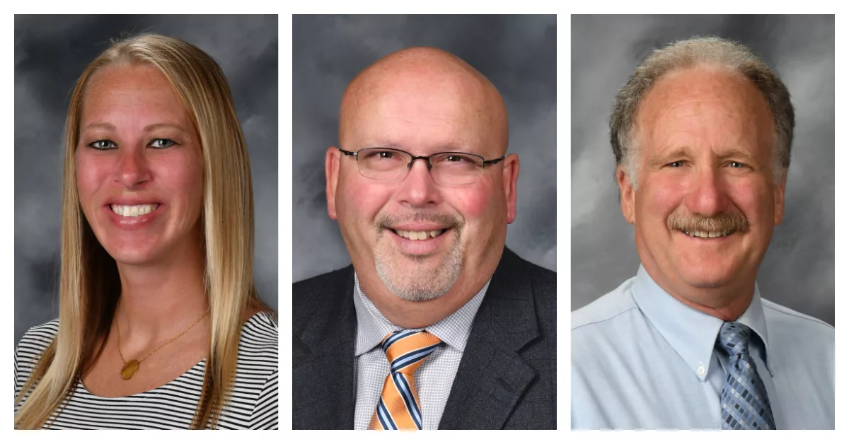 From left: District 205 Board of Education President Courtney Rodriguez, Vice President Rodney Phelps and Secretary Maury Lyon.
