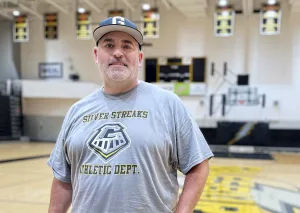 Taylor Thiel, Galesburg High School boys basketball coach.
