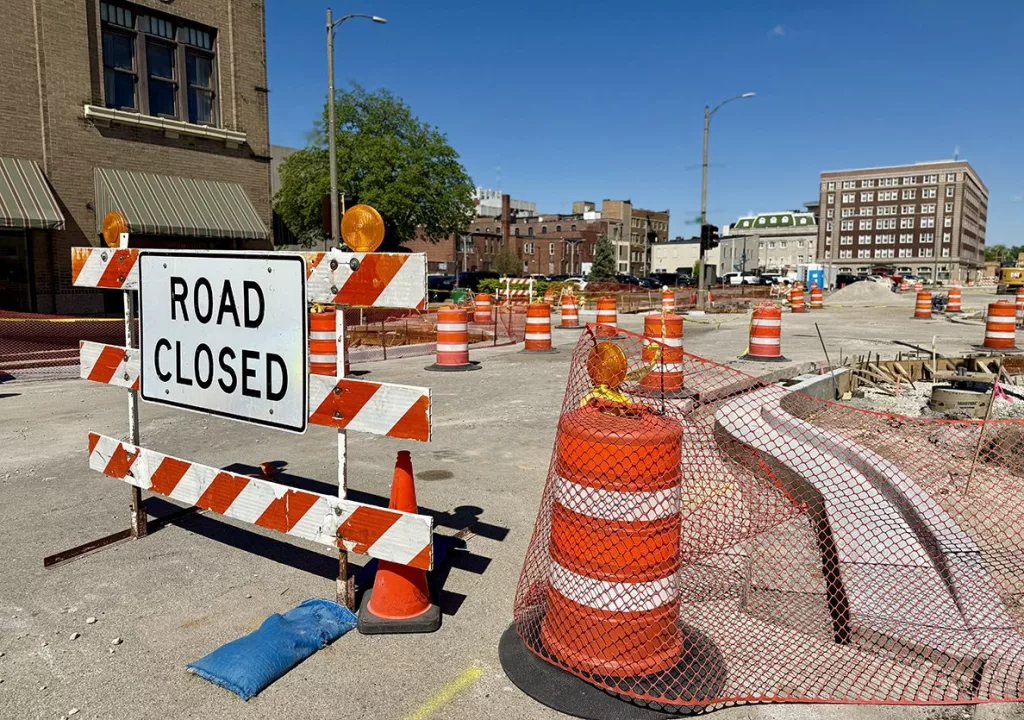 The Simmons Street Streetscape and Parking Lot Improvement Project as seen at the intersection of Prairie and Simmons streets on Tuesday, May 6, 2025.