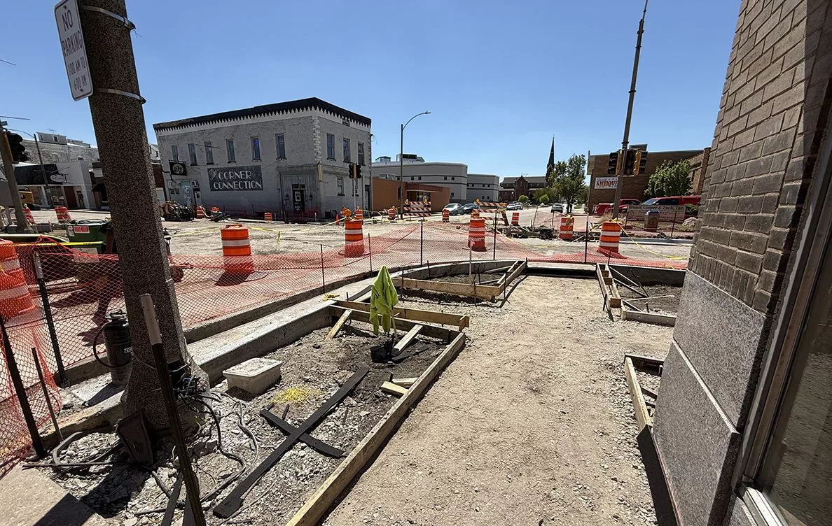 The Simmons Street Streetscape and Parking Lot Improvement Project as seen at the intersection of Prairie and Simmons streets on Tuesday, May 6, 2025.