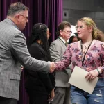 54505952589_1531fd1099_c: Twelve members of the George Washington Gale Scholars Class of 2029 were inducted Tuesday, May 6, during a ceremony held in the Galesburg High School Little Theater. Inductees included: Mackenzie Allbright, Darcy Anderson, Isaac Banda, Valeria Chavez, Eriana Dorsey, Ja'Nyah Ferguson, Serenitee Hanley, Amelia Gonzalez, Kameron Kaminski, Thirtsa Mpindi, Sofie Smith, and Ace Stanley. (Photos courtesy Bill Gaither/Carl Sandburg College)