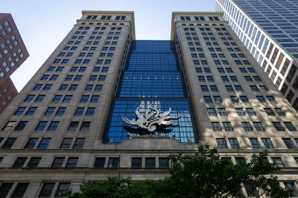The Michael A. Bilandic Building in downtown Chicago, shown in May 2024, houses the offices of the Illinois Commerce Commission. (Capitol News Illinois photo by Andrew Adams)
