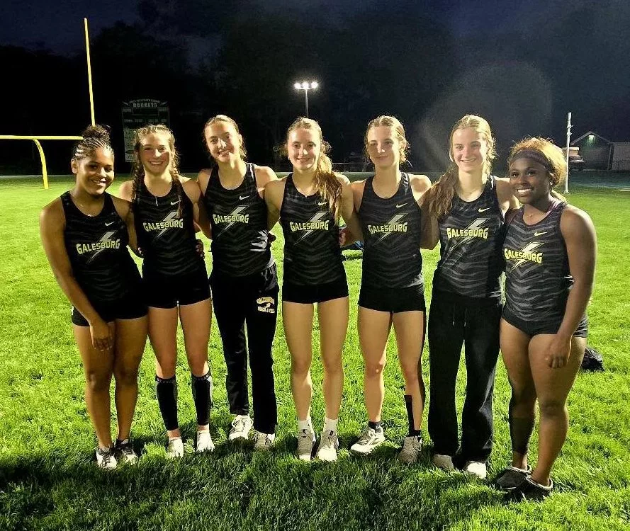 The state qualifying members of the Galesburg Silver Streaks girls track and field team.
