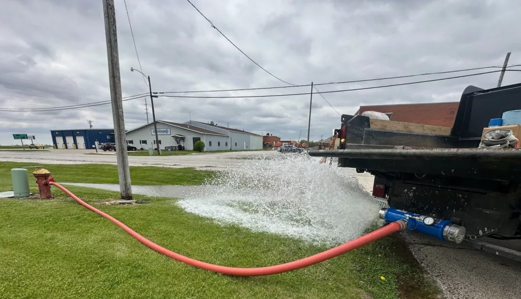 Street and Water Department employees have begun flushing and testing fire hydrants throughout town.