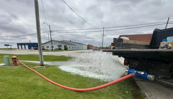 Street and Water Department employees have begun flushing and testing fire hydrants throughout town.