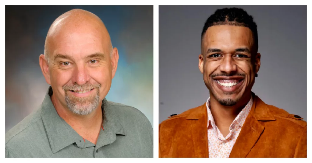 L-R: Dr. Doug Brining, a 1988 graduate, was selected as the Distinguished Alumnus Award recipient, and Craig Dickerson, a 2017 graduate, received the Pacesetter Award.