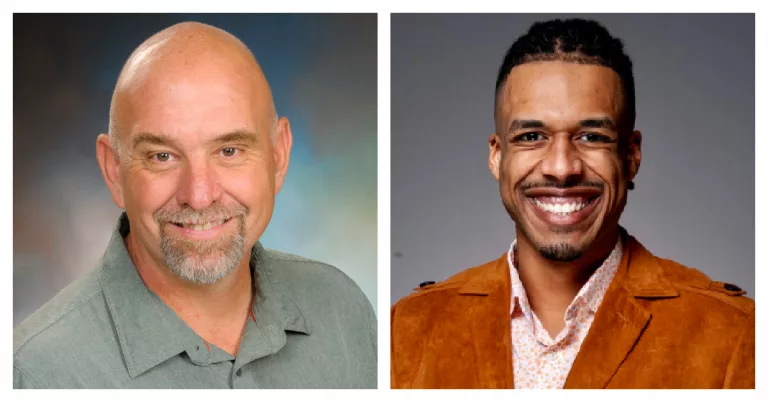 L-R: Dr. Doug Brining, a 1988 graduate, was selected as the Distinguished Alumnus Award recipient, and Craig Dickerson, a 2017 graduate, received the Pacesetter Award.