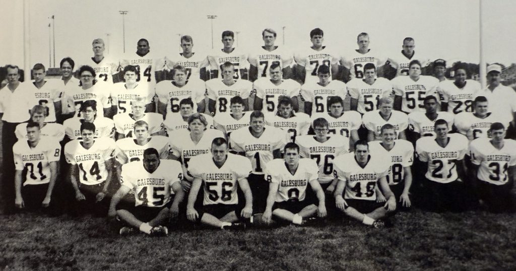 The 1991 Silver Streaks football team. Jerry Cato is No. 45 in the front row.