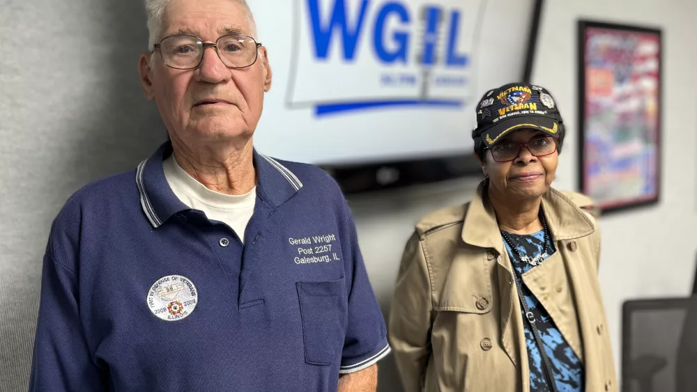 Frances Hawthorne, organizer of the Galesburg Memorial Day Parade, and Gerald Wright, Korean War veteran and this year’s grand marshal.