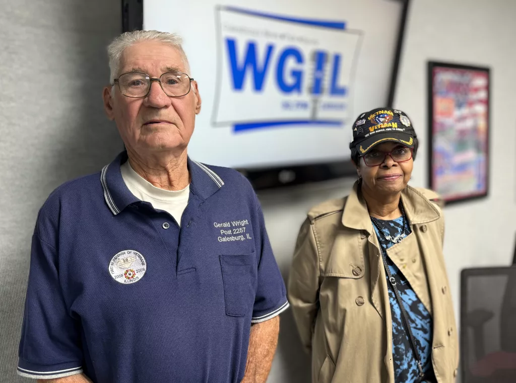 Frances Hawthorne, organizer of the Galesburg Memorial Day Parade, and Gerald Wright, Korean War veteran and this year’s grand marshal.