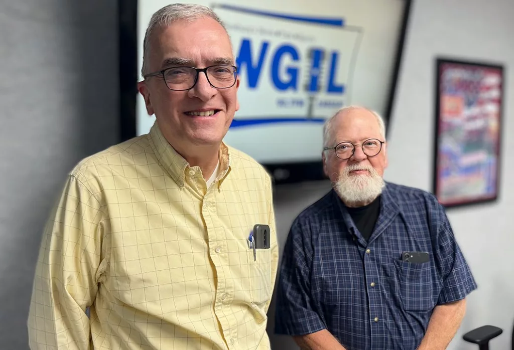 Jeff Douglas, left, and Bobby Dillard of the Friends of the Galesburg Public Library. (WGIL)