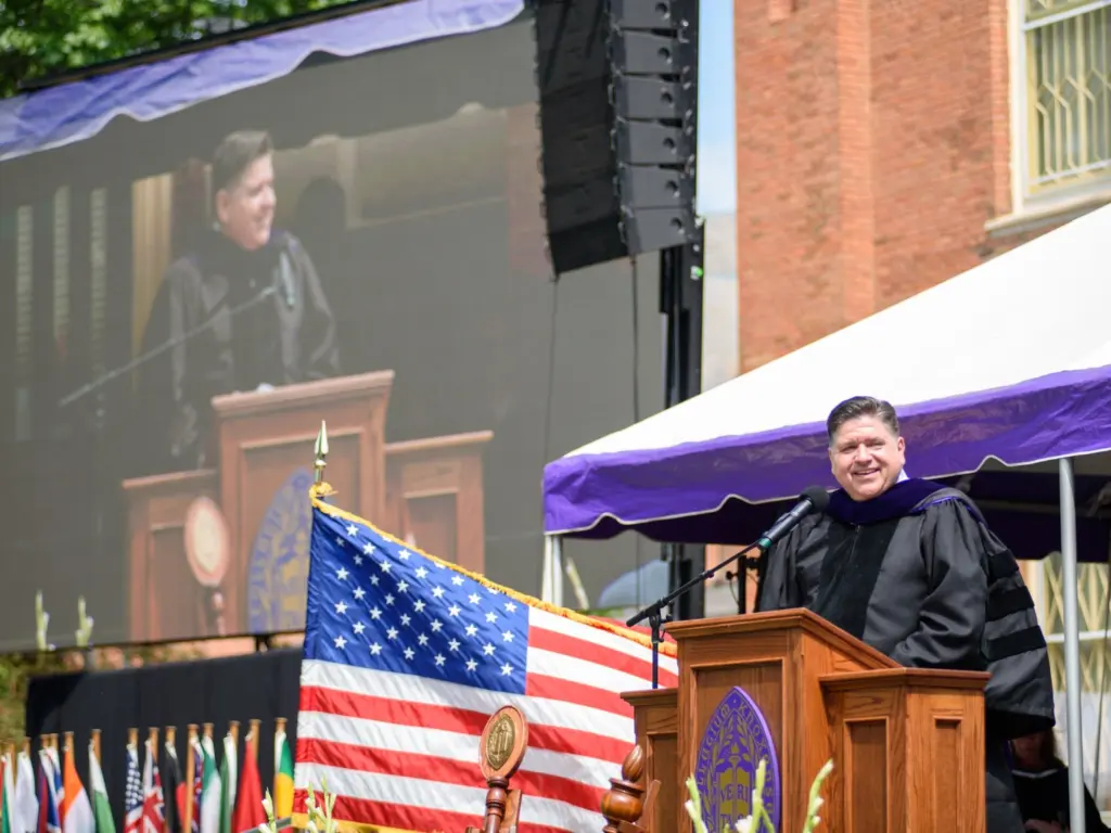 Gov. JB Pritzker delivered a commencement address focused on courage and humility to Knox College’s Class of 2025 on Sunday, June 8.