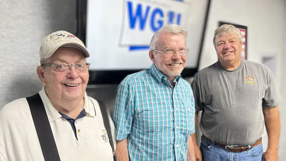 From left, John Dredge, Charlie Brown, and Roger Schrodt of the Glass Favorites Corvette Club.