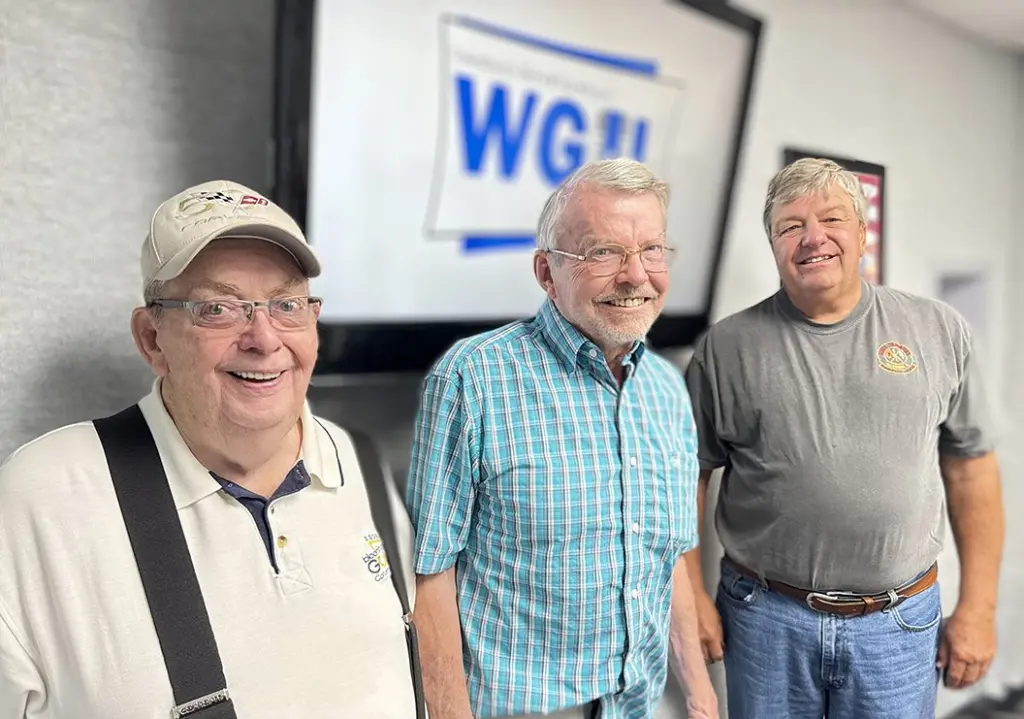 From left, John Dredge, Charlie Brown, and Roger Schrodt of the Glass Favorites Corvette Club.