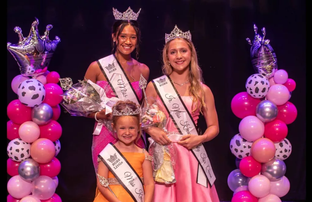 Makiaha Moore, left, was named 2025 Miss Knox County Fair Queen; Ella Holland, right, was named Little Miss Knox County Fair Queen; and Paige Pickrel, center, was named Junior Miss Knox County Fair Queen at the 2025 Knox County Fair Queen Pageant on Saturday at the Orpheum Theatre.