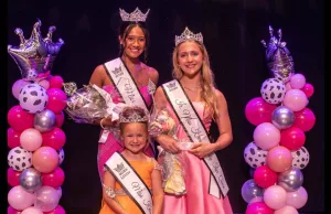 Makiaha Moore, left, was named 2025 Miss Knox County Fair Queen; Ella Holland, right, was named Junior Miss Knox County Fair Queen; and Paige Pickrel, center, was named Little Miss Knox County Fair Queen at the 2025 Knox County Fair Queen Pageant on Saturday at the Orpheum Theatre.