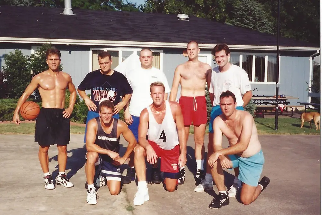 Players take a break for a photo on Johnson Court.