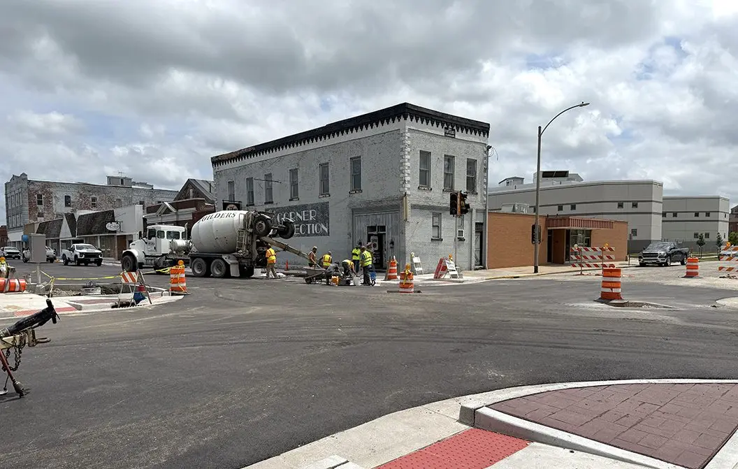 The Simmons Street Streetscape and Parking Lot Improvement Project as seen at the intersection of Prairie and Simmons streets on Friday, July 18, 2025. (JAY REDFERN/WGIL)