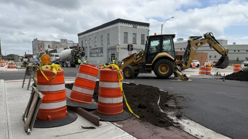 The Simmons Street Streetscape and Parking Lot Improvement Project as seen at the intersection of Prairie and Simmons streets on Friday, July 18, 2025. (JAY REDFERN/WGIL)