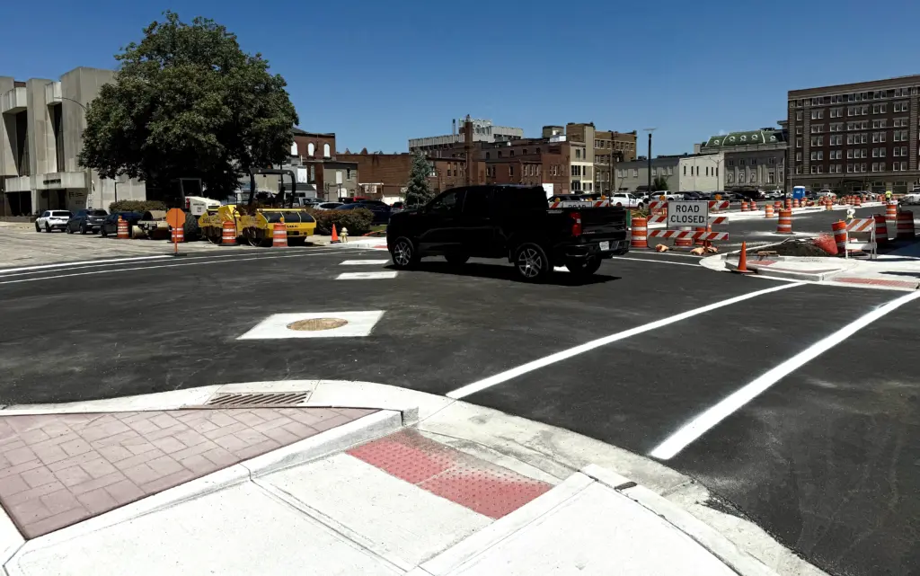 The Prairie and Simmons streets intersection reopened to traffic Wednesday, July 23, 2025, marking a key milestone in an ongoing downtown revitalization project that began in March.