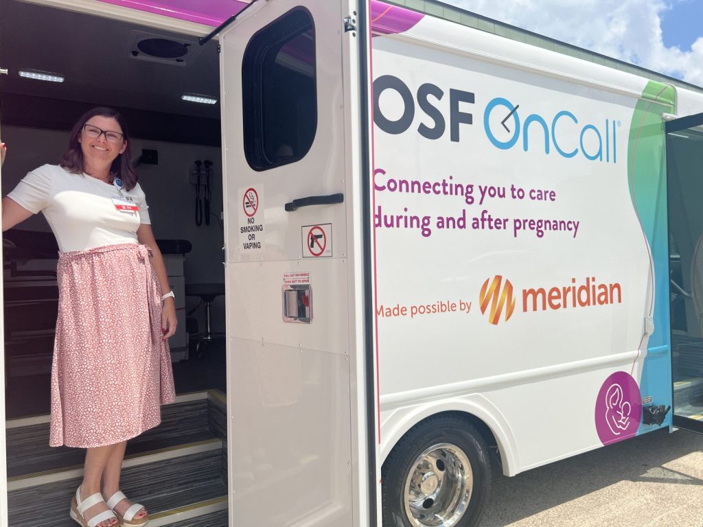OSF's Kate Johnson and the OSF OnCall van. (OSF)