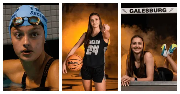 Lily Furrow is a three-sport standout for Galesburg High School, excelling in swimming, basketball and track.