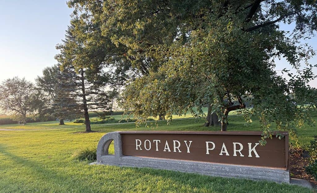 The pickleball courts will feature a durable concrete surface, arranged side by side with perimeter and dividing fences, and positioned southwest of the warming shelter at Rotary Park. (JAY REDFERN/WGIL)