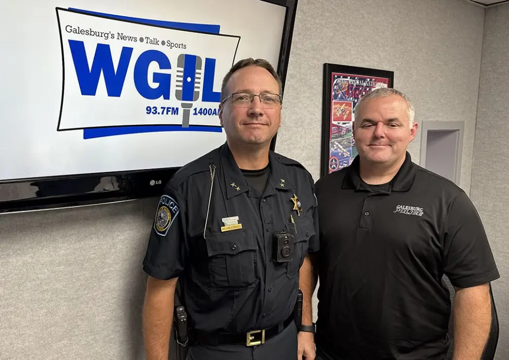 Galesburg Police Chief Kevin Legate, left, and Sgt. James Kubis, president of the Police Benevolent & Protective Association Unit 19.
