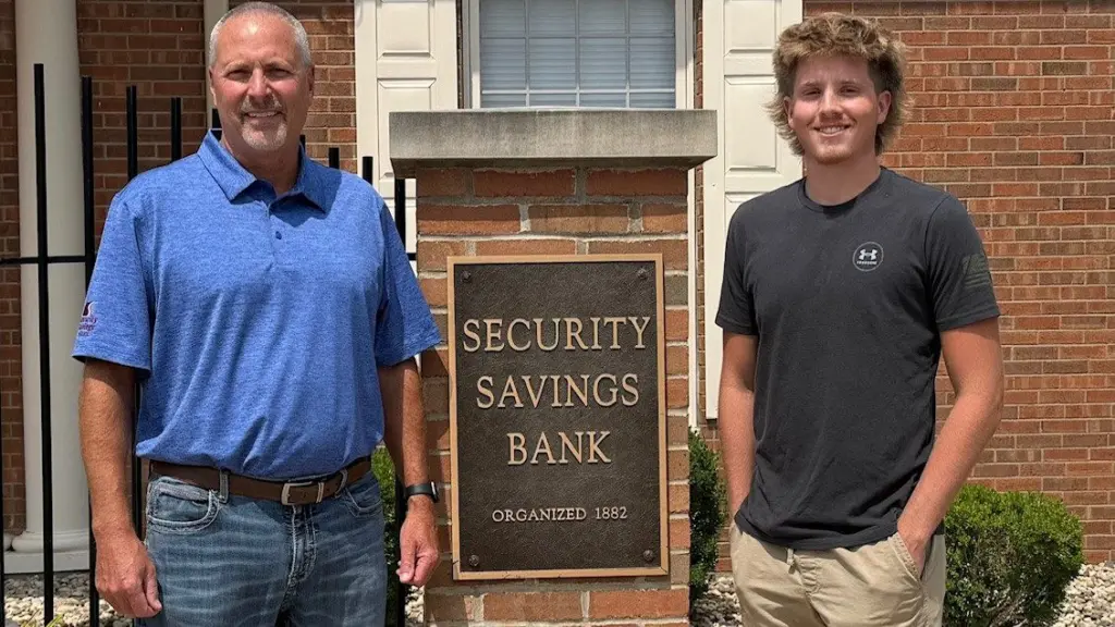 Security Savings Bank President/CEO Brad Ray, left, and Jackson Gillen.