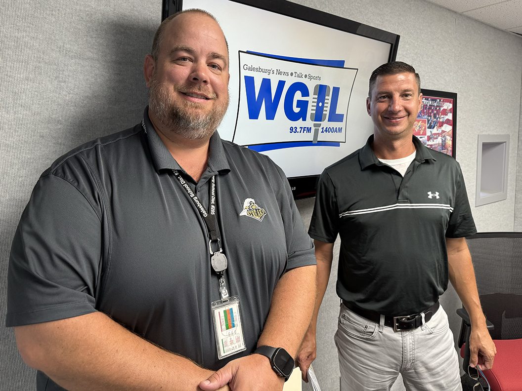 District 205 Athletic Director Nick Young, left, and Galesburg Athletic Booster Club President Aaron Furrow. 