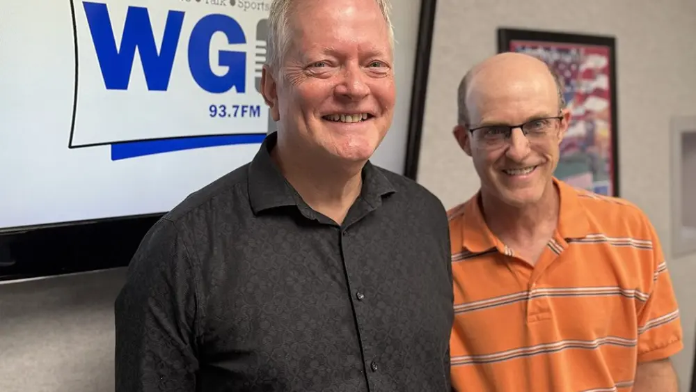 Steve Duchrow, an actor narrating Aaron Copland’s "Lincoln Portrait", and Steve Jackson, Operations Manager of the Knox-Galesburg Symphony
