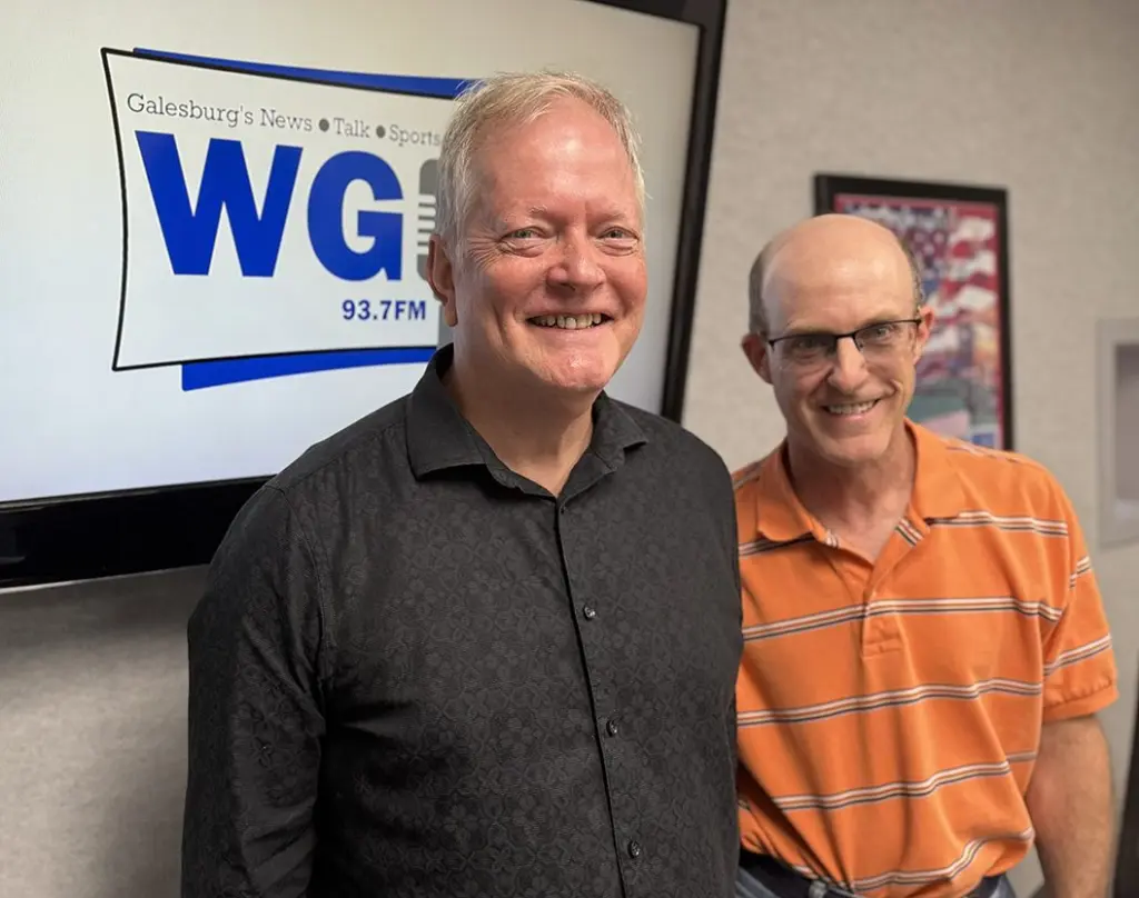 Steve Duchrow, an actor narrating Aaron Copland’s "Lincoln Portrait", and Steve Jackson, Operations Manager of the Knox-Galesburg Symphony