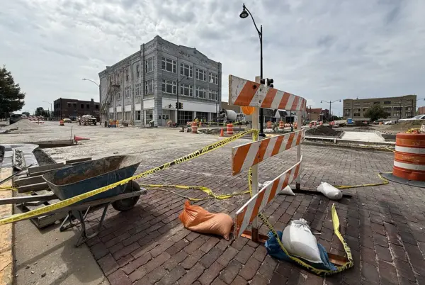 The Simmons Street Streetscape and Parking Lot Improvement Project as seen at the intersection of Kellogg and Simmons streets on Tuesday, Sept. 9, 2025.