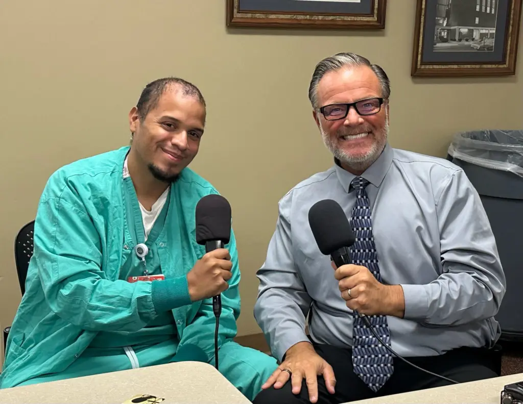 Dr. Samuel Vazquez, left, and Chris Postin.