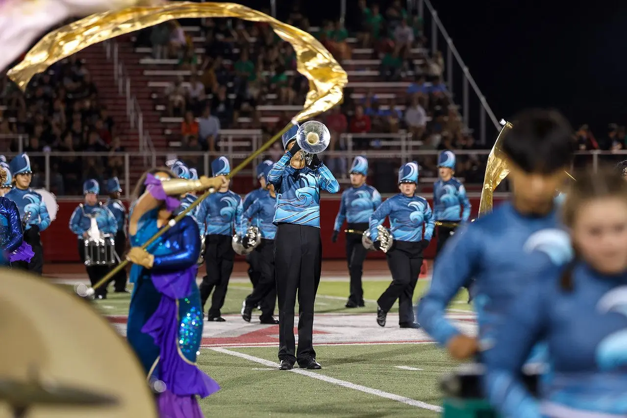 The Galesburg Marching Streaks excelled at the Morton Invitational on Saturday, taking first in Class 4A, Best Auxiliary for their color guard, and the Grand Champion title. (PAUL F PHOTOGRAPHY)