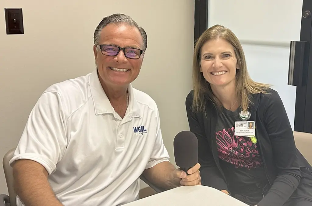 Chris Postin, left, with Jody Henry, Lead Multi-Modality Image Tech at OSF HealthCare St. Mary Medical Center.