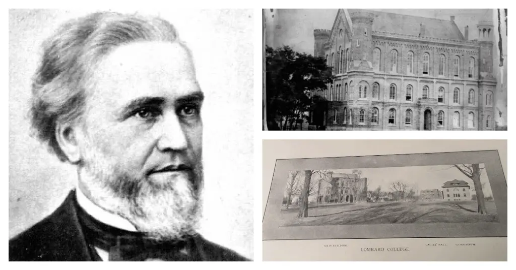 The Illinois Liberal Institute became Lombard College thanks to Benjamin Lombard’s $20,000 donation after a devastating fire.